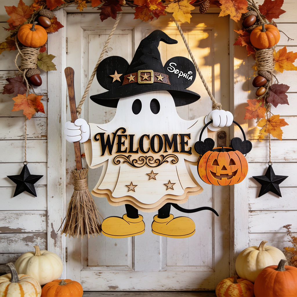 Personalized Ghost Wood Sign Custom Halloween Decor Gift Wood Sign GradoCreations