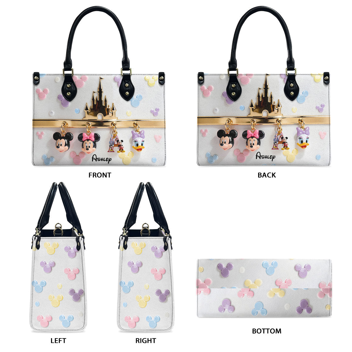 Personalized Mouse Leather Handbag & Long Wallet Gift for Her Leather Handbag & Leather Long Wallet GradoCreations