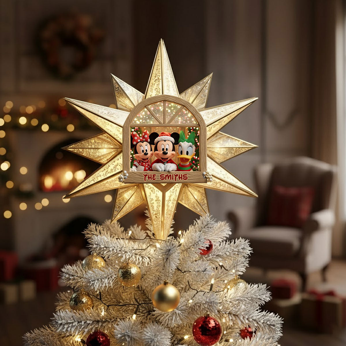 Personalized LED Acrylic Mouse Tree Topper for Christmas LED Light Tree Topper GradoCreations