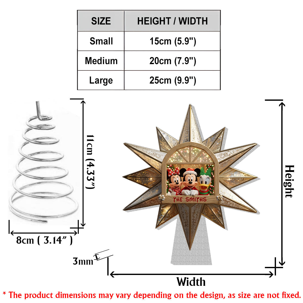 Personalized LED Acrylic Mouse Tree Topper for Christmas LED Light Tree Topper GradoCreations