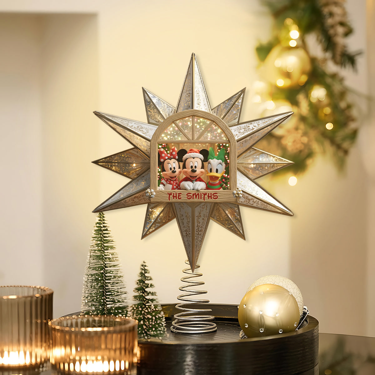 Personalized LED Acrylic Mouse Tree Topper for Christmas LED Light Tree Topper GradoCreations
