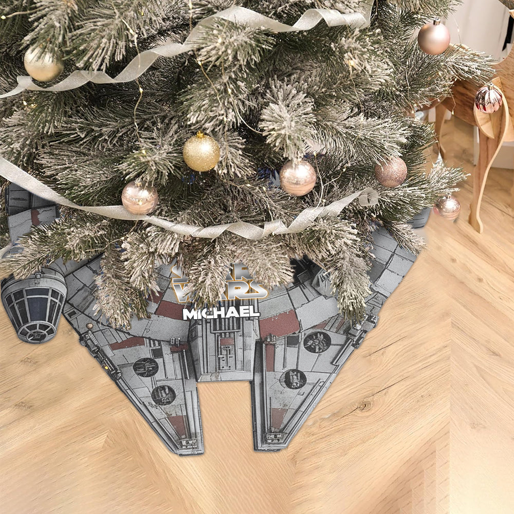 Personalized Star Wars Shaped Tree Skirt Custom Name Holiday Decor Shaped Tree Skirt GradoCreations