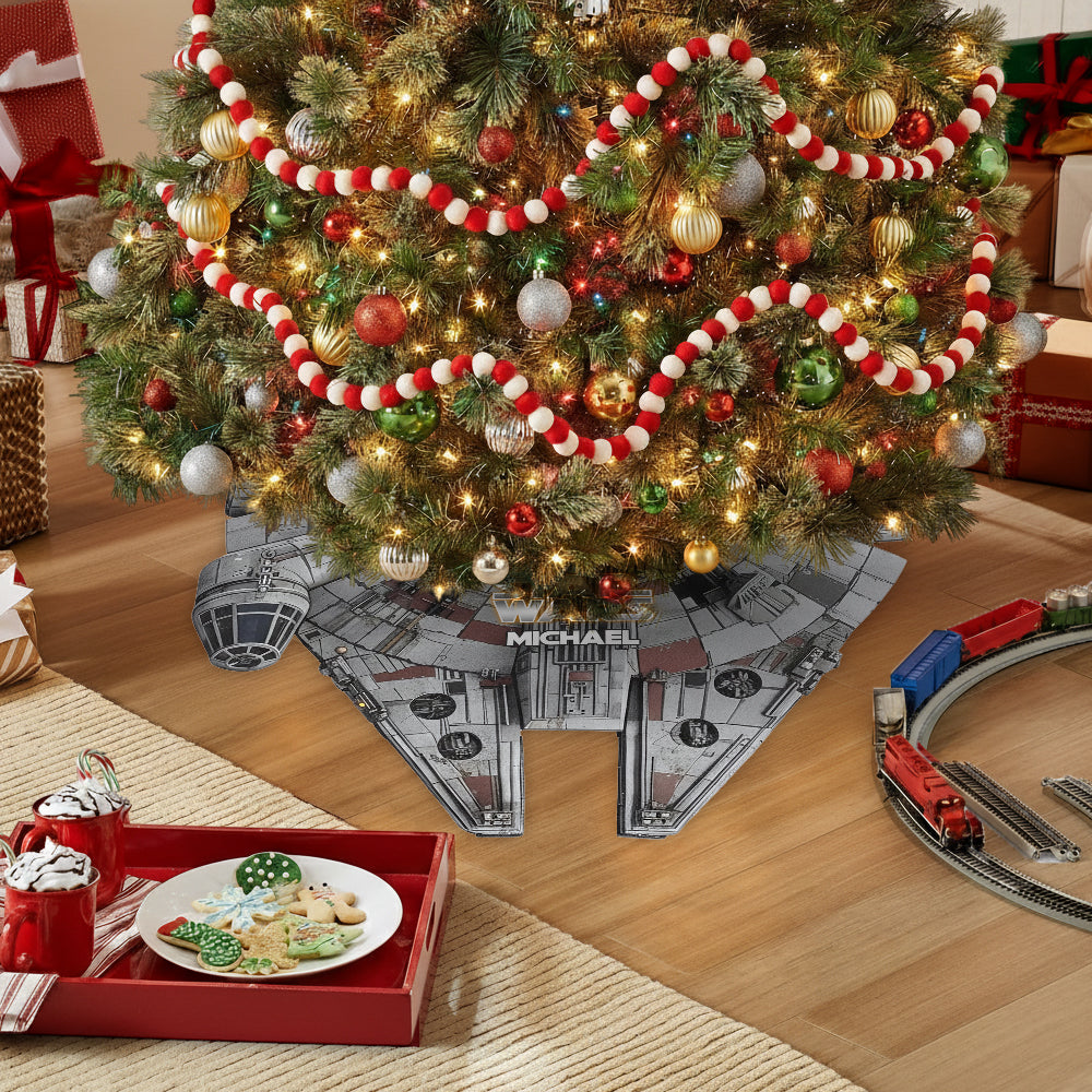 Personalized Star Wars Shaped Tree Skirt Custom Name Holiday Decor Shaped Tree Skirt GradoCreations
