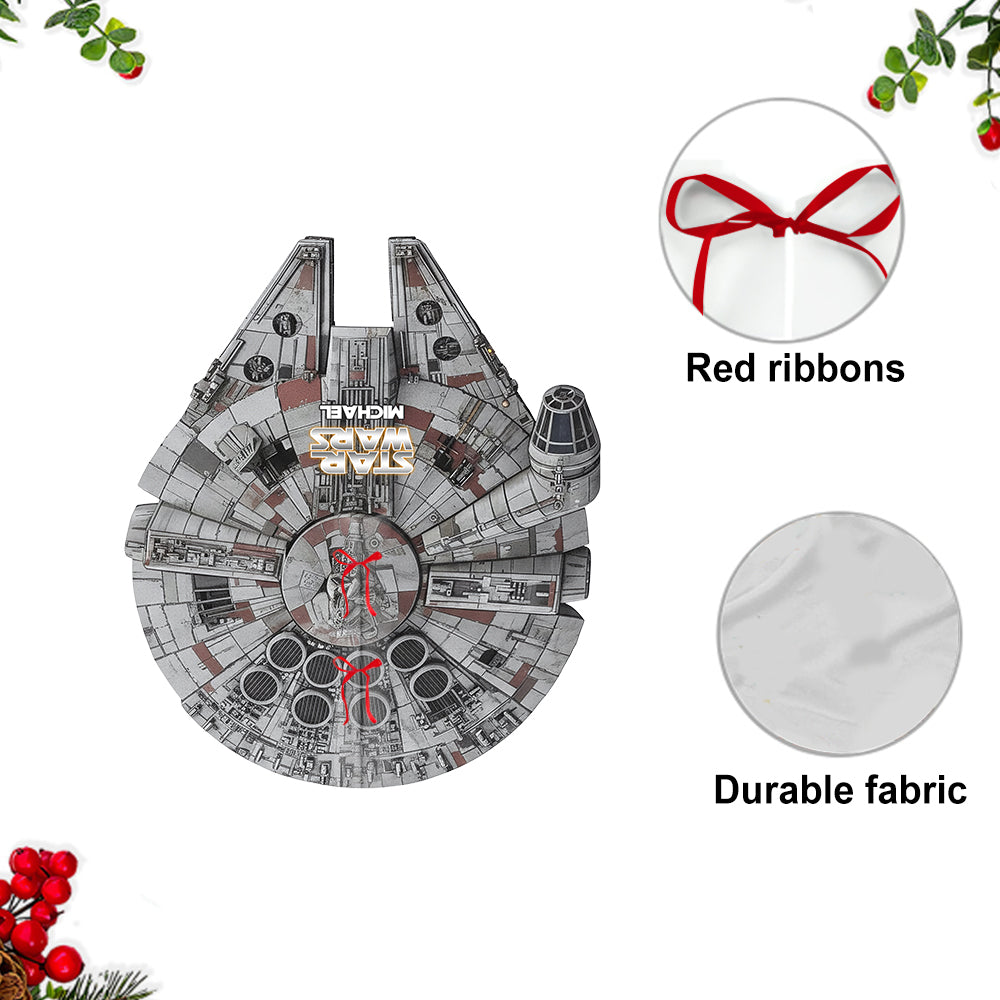 Personalized Star Wars Shaped Tree Skirt Custom Name Holiday Decor Shaped Tree Skirt GradoCreations