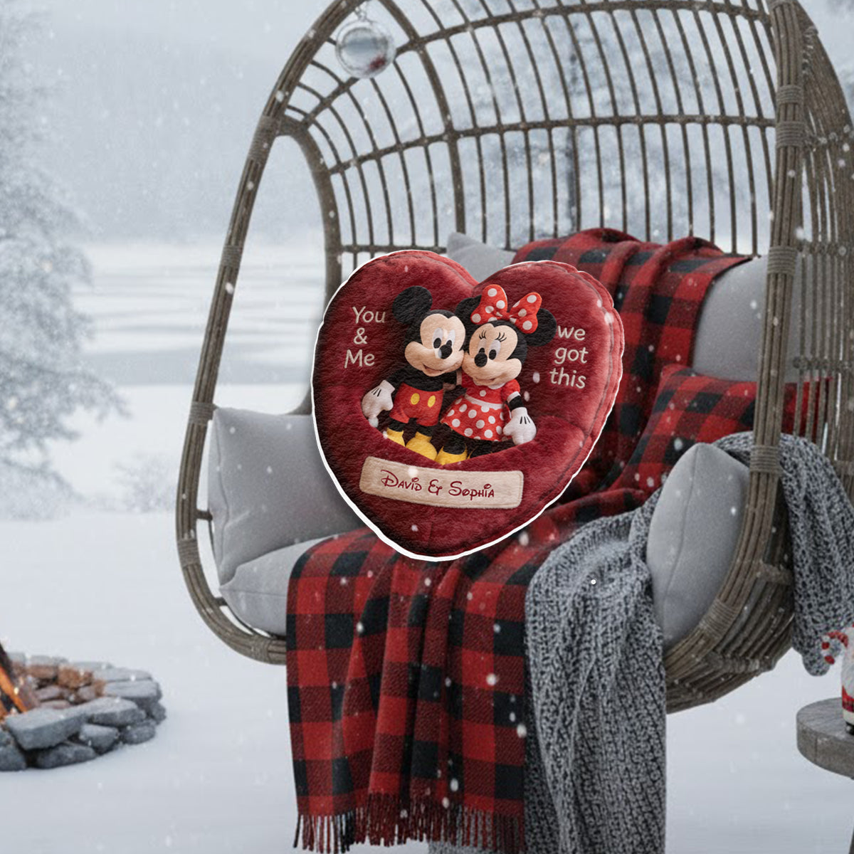 Personalized Faux Fur Heart Pillow Custom Name Gift for Couples Faux Fur Shaped Pillow GradoCreations