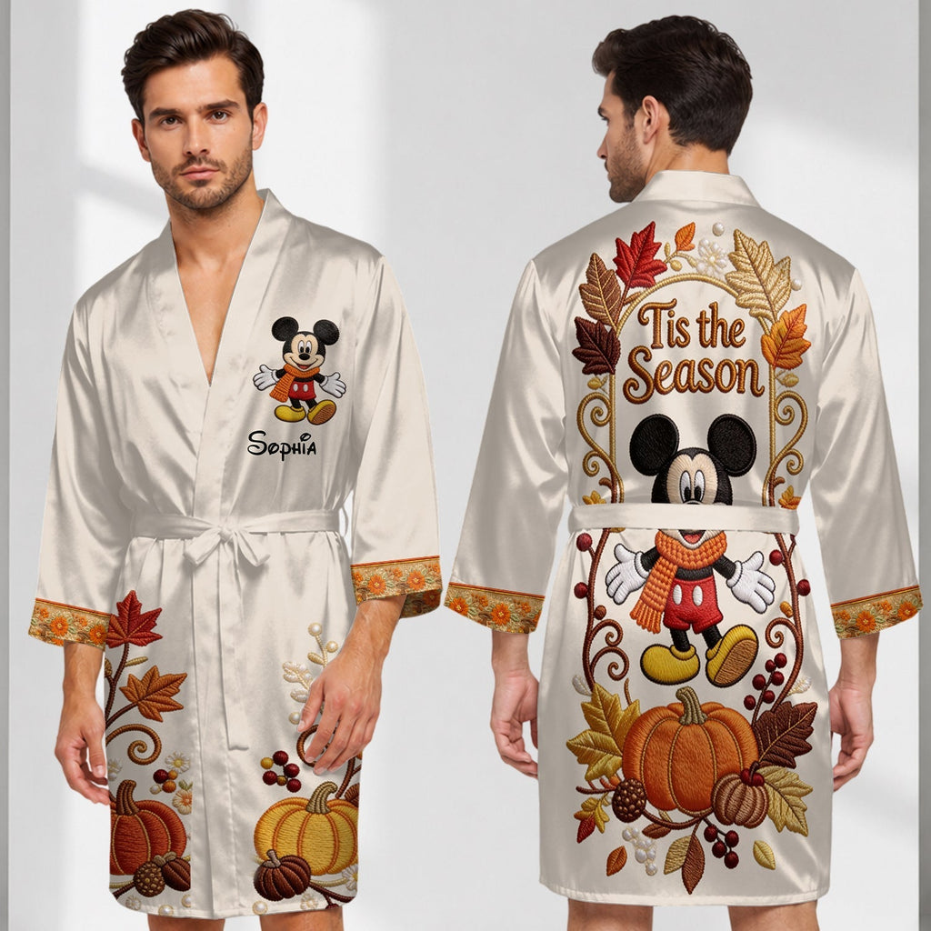 Personalized Satin Robe with Mickey Mouse Design for Couples | Custom Name Gift Satin Robe GradoCreations