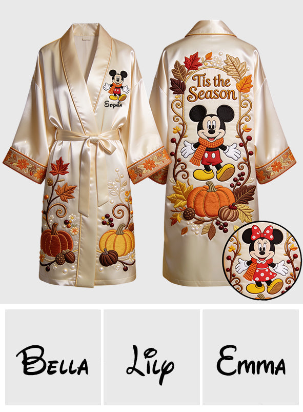Personalized Satin Robe with Mickey Mouse Design for Couples | Custom Name Gift Satin Robe GradoCreations