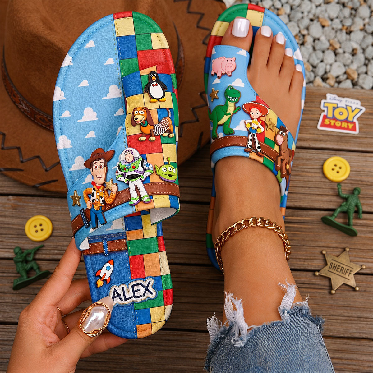 Personalized Toy Adventure Character Open Toe Sandals for Kids Open Toe Sandals GradoCreations