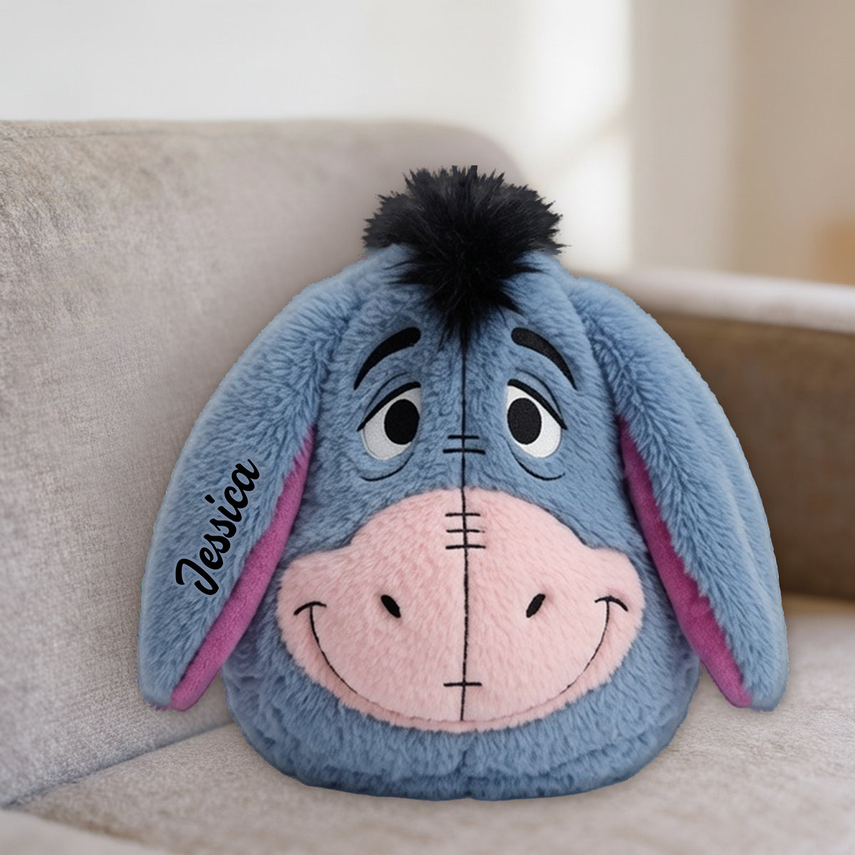 Personalized Bear Faux Fur Pillow Custom Name Gift for Kids Premium Faux Fur Pillow GradoCreations