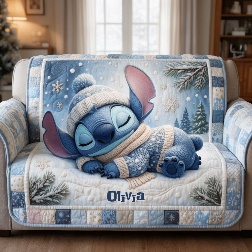 Personalized Quilted Sofa Cover with Ohana Theme for Kids Quilted Sofa/Couch Cover GradoCreations