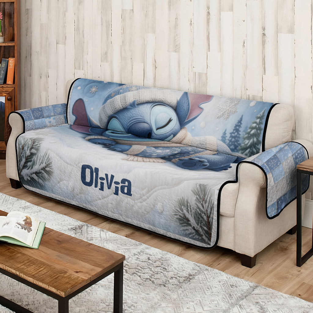 Personalized Quilted Sofa Cover with Ohana Theme for Kids Quilted Sofa/Couch Cover GradoCreations