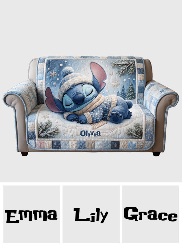 Personalized Quilted Sofa Cover with Ohana Theme for Kids Quilted Sofa/Couch Cover GradoCreations