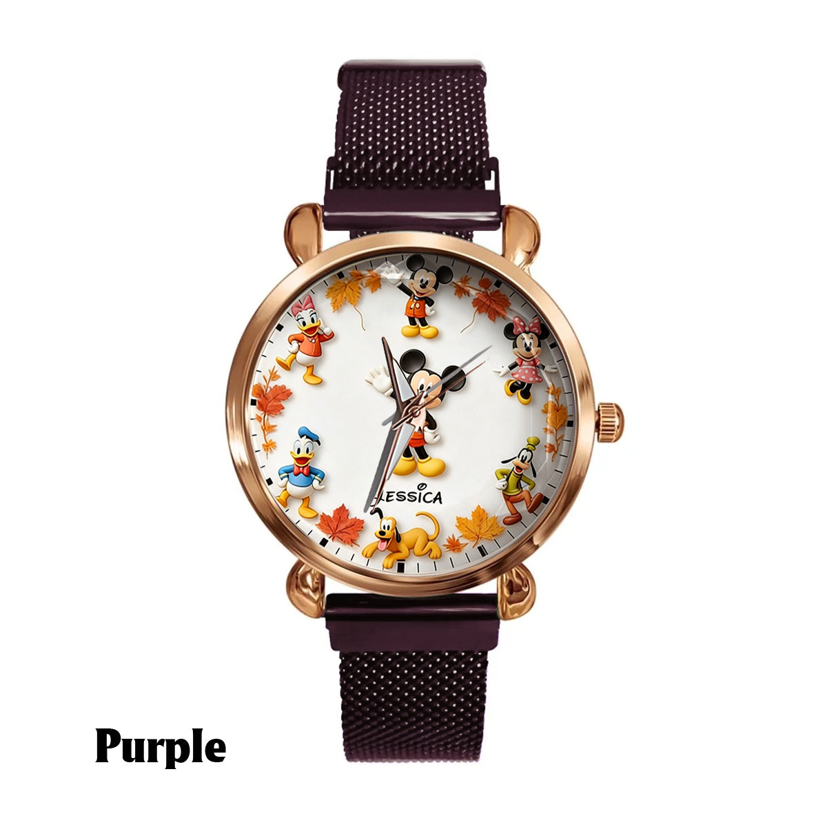 Personalized Mickey Mouse Fall Hand Watch for Women - Custom Name Gift Women Hand Watch GradoCreations