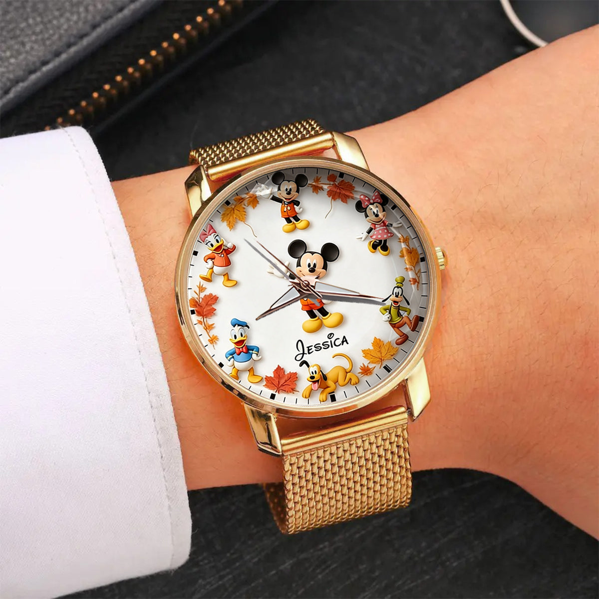 Personalized Mickey Mouse Fall Hand Watch for Women - Custom Name Gift Women Hand Watch GradoCreations