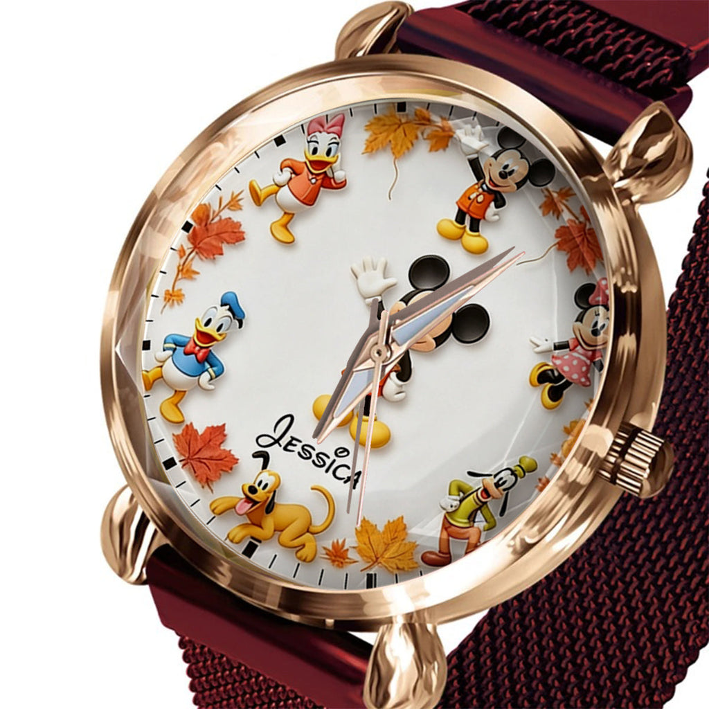 Personalized Mickey Mouse Fall Hand Watch for Women - Custom Name Gift Women Hand Watch GradoCreations