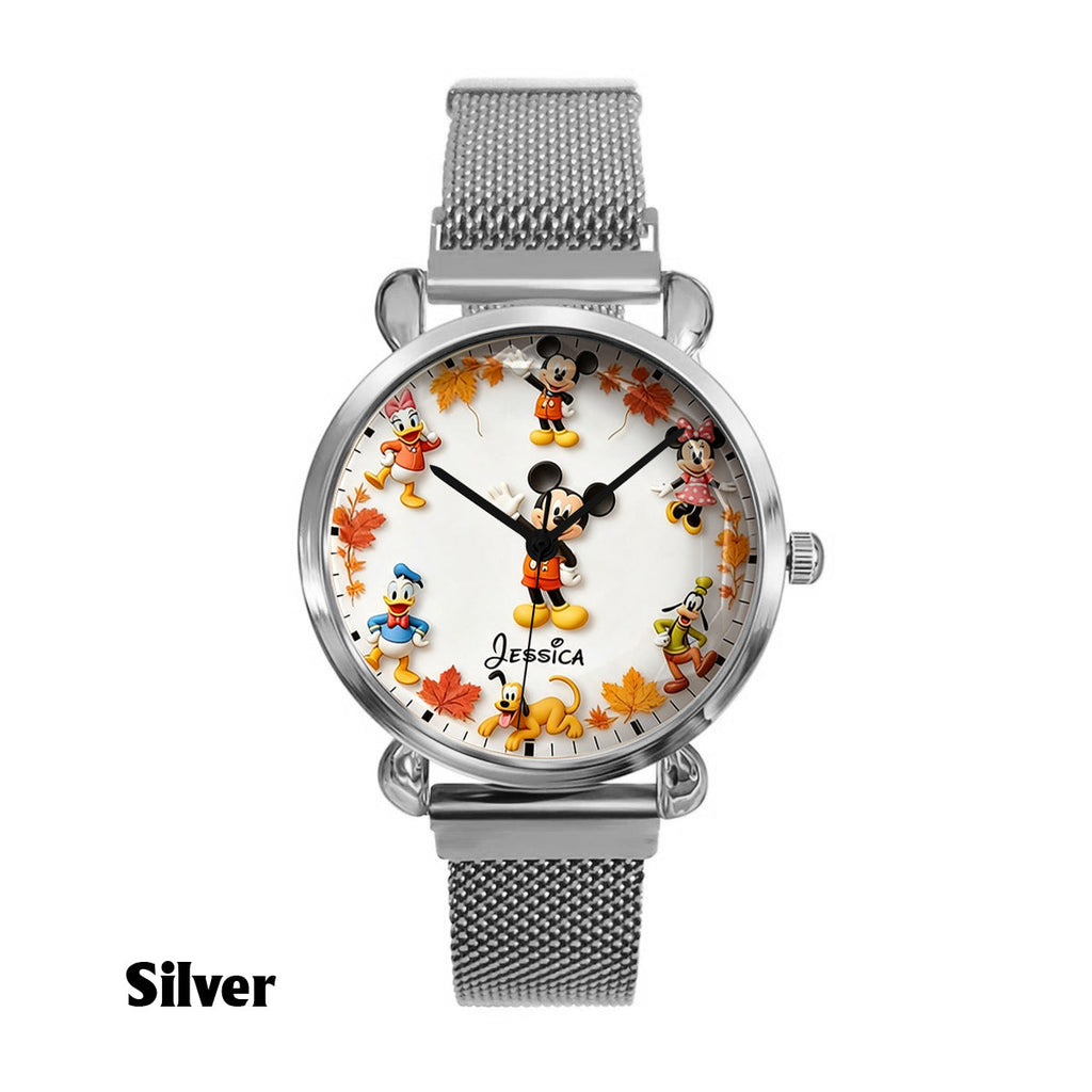 Personalized Mickey Mouse Fall Hand Watch for Women - Custom Name Gift Women Hand Watch GradoCreations