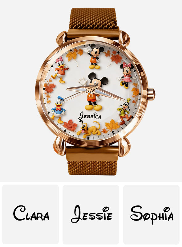 Personalized Mickey Mouse Fall Hand Watch for Women - Custom Name Gift Women Hand Watch GradoCreations