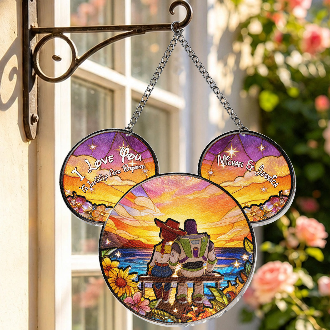 Personalized 3D Printed Glass Suncatcher Custom Love Gift for Couples 3D Printed Glass Suncatcher GradoCreations