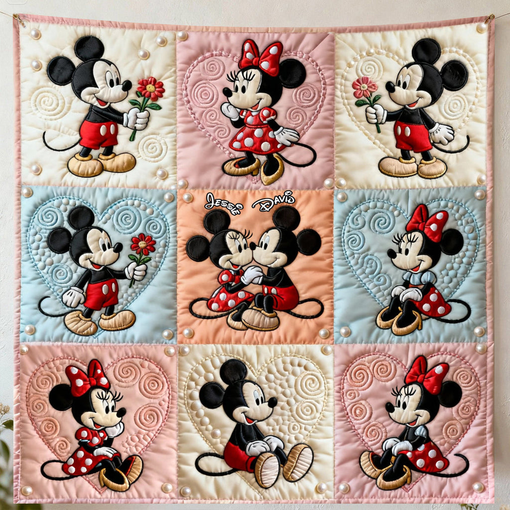 Personalized Mickey Mouse Blanket Gift for Couples | Soft Flannel Blanket GradoCreations