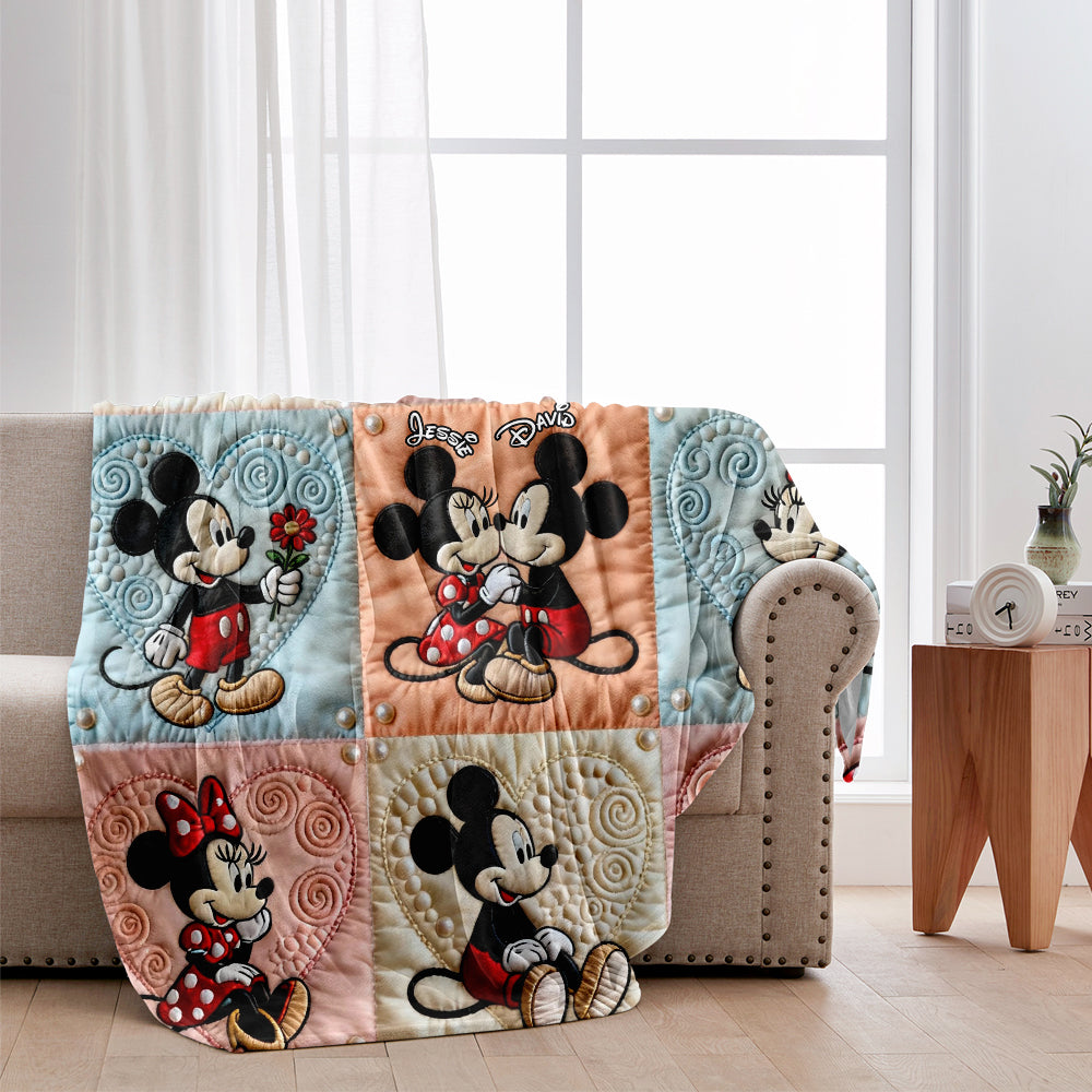 Personalized Mickey Mouse Blanket Gift for Couples | Soft Flannel Blanket GradoCreations
