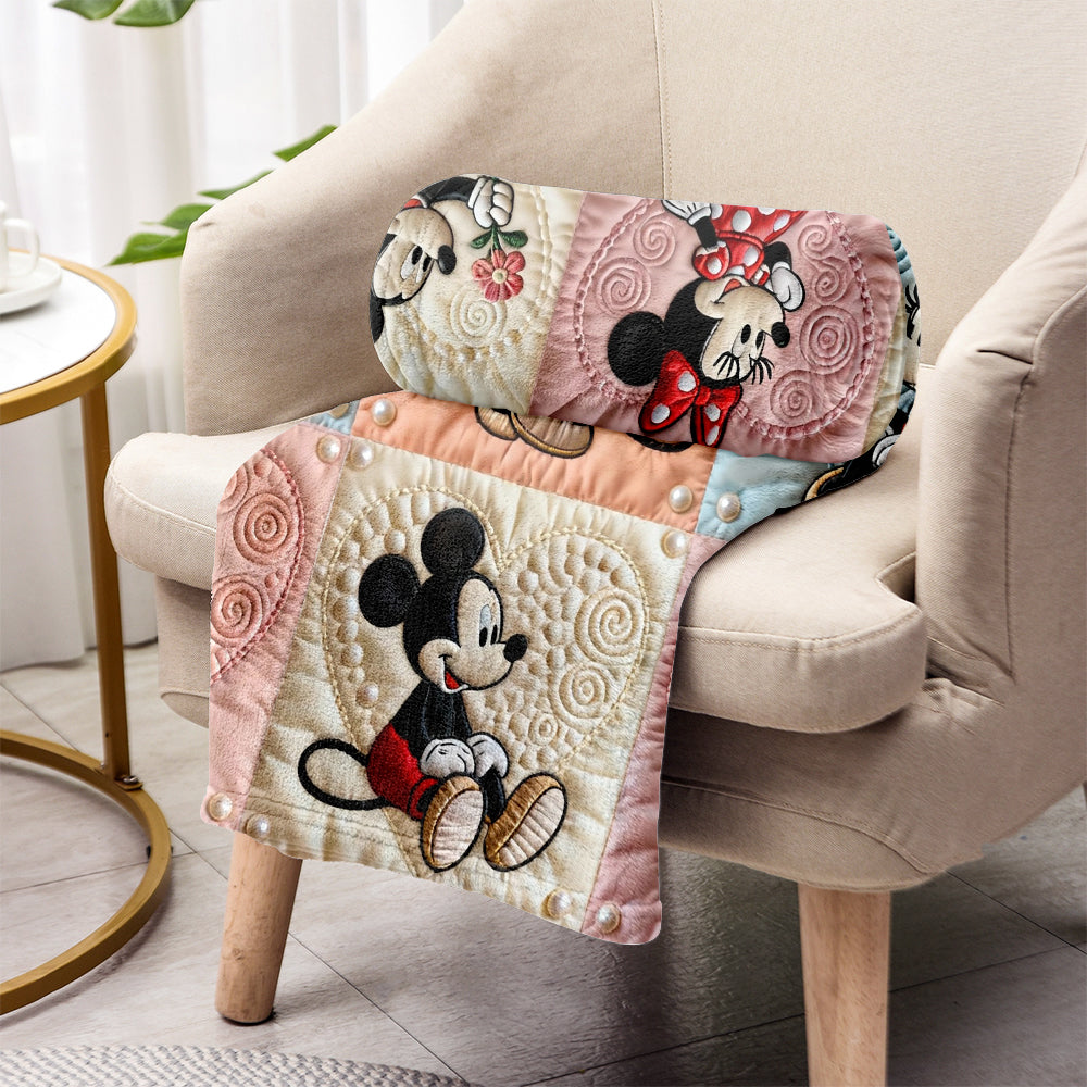 Personalized Mickey Mouse Blanket Gift for Couples | Soft Flannel Blanket GradoCreations
