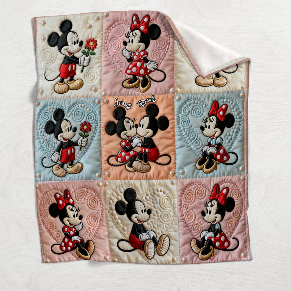 Personalized Mickey Mouse Blanket Gift for Couples | Soft Flannel Blanket GradoCreations