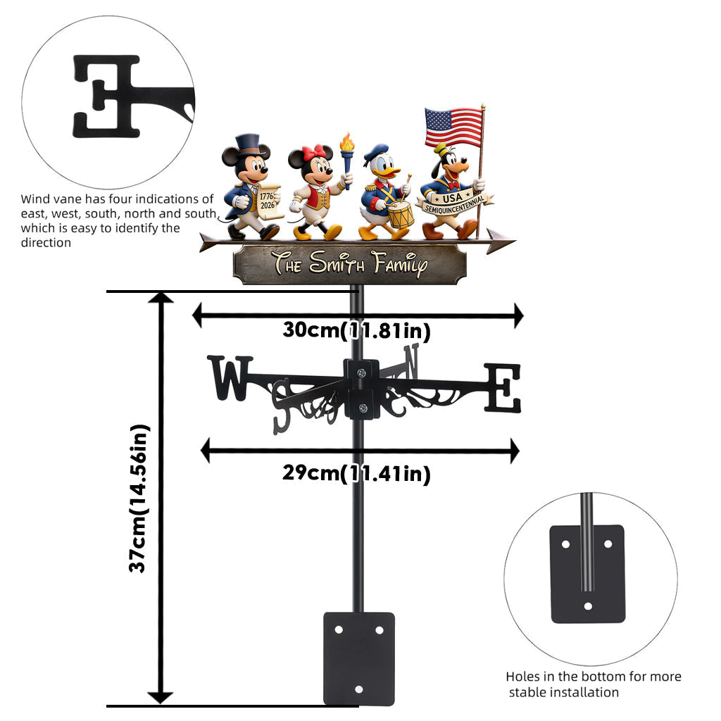 Personalized Mickey Mouse Weather Vane Custom Family Name Gift Weather Vane GradoCreations
