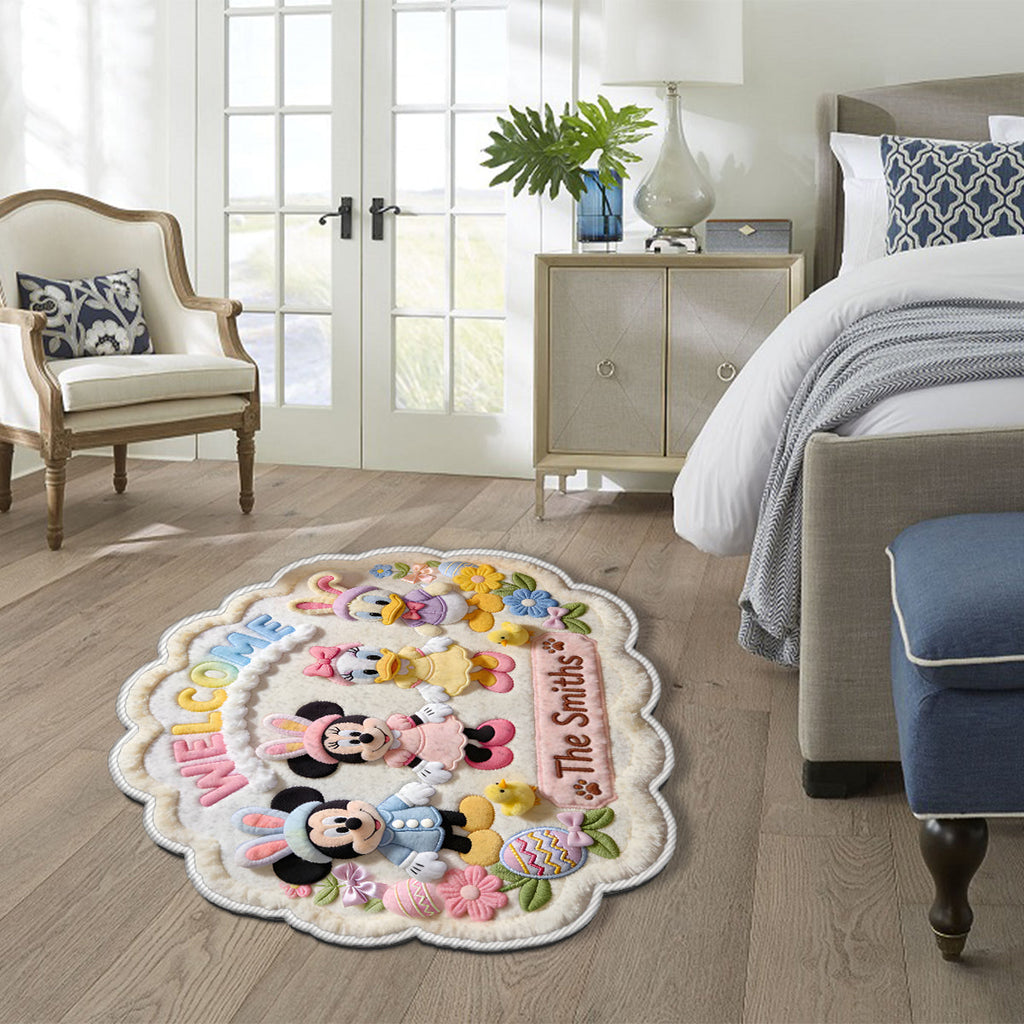 Personalized Disney Easter Non-Slip Tufted Rug for Family | Custom Name Welcome Mat Non-Slip Tufted Rug GradoCreations