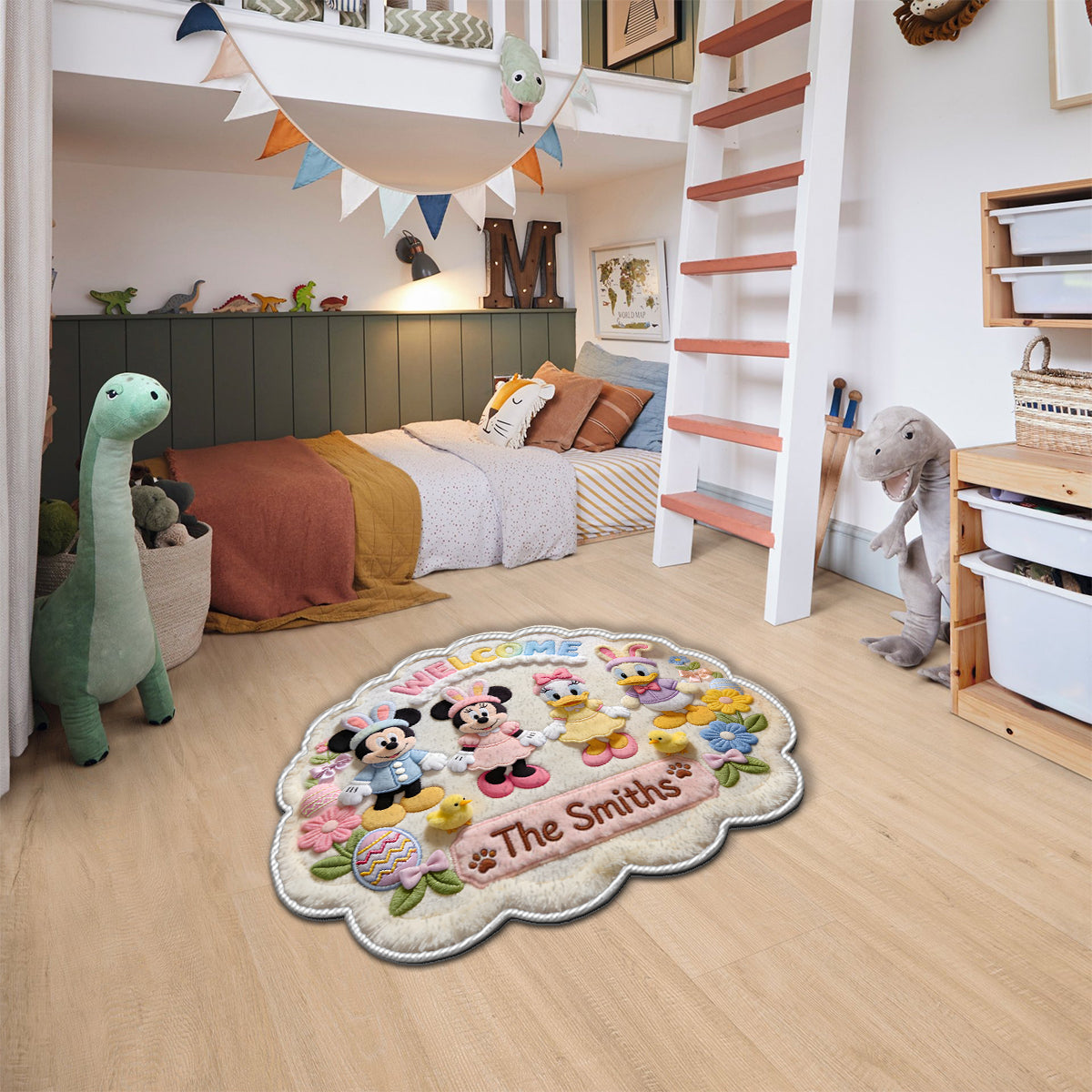 Personalized Disney Easter Non-Slip Tufted Rug for Family | Custom Name Welcome Mat Non-Slip Tufted Rug GradoCreations