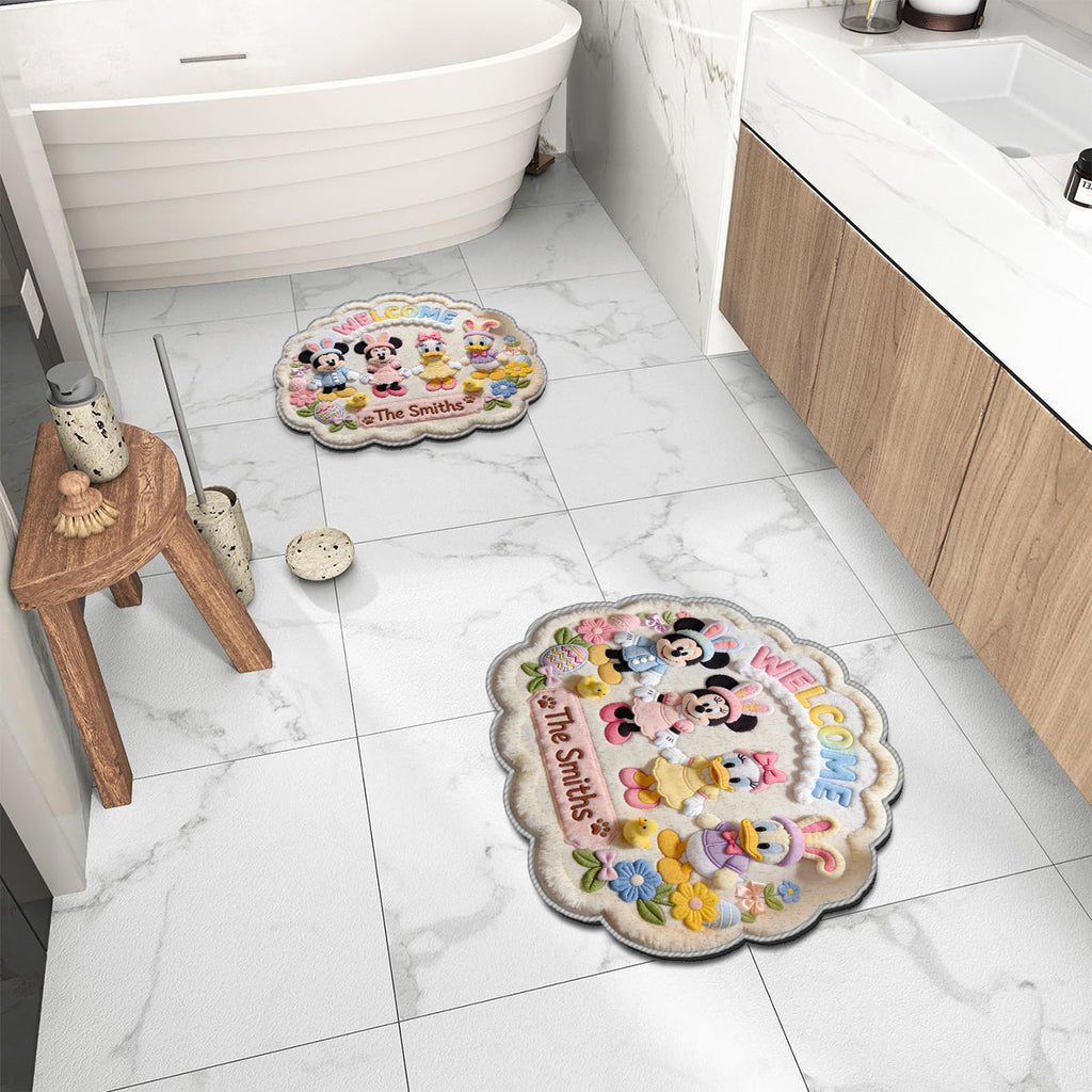 Personalized Disney Easter Non-Slip Tufted Rug for Family | Custom Name Welcome Mat Non-Slip Tufted Rug GradoCreations