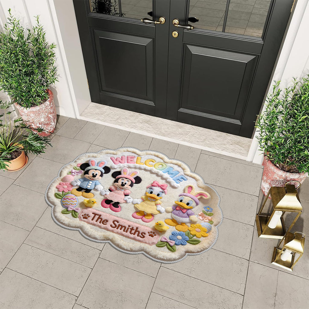 Personalized Disney Easter Non-Slip Tufted Rug for Family | Custom Name Welcome Mat Non-Slip Tufted Rug GradoCreations