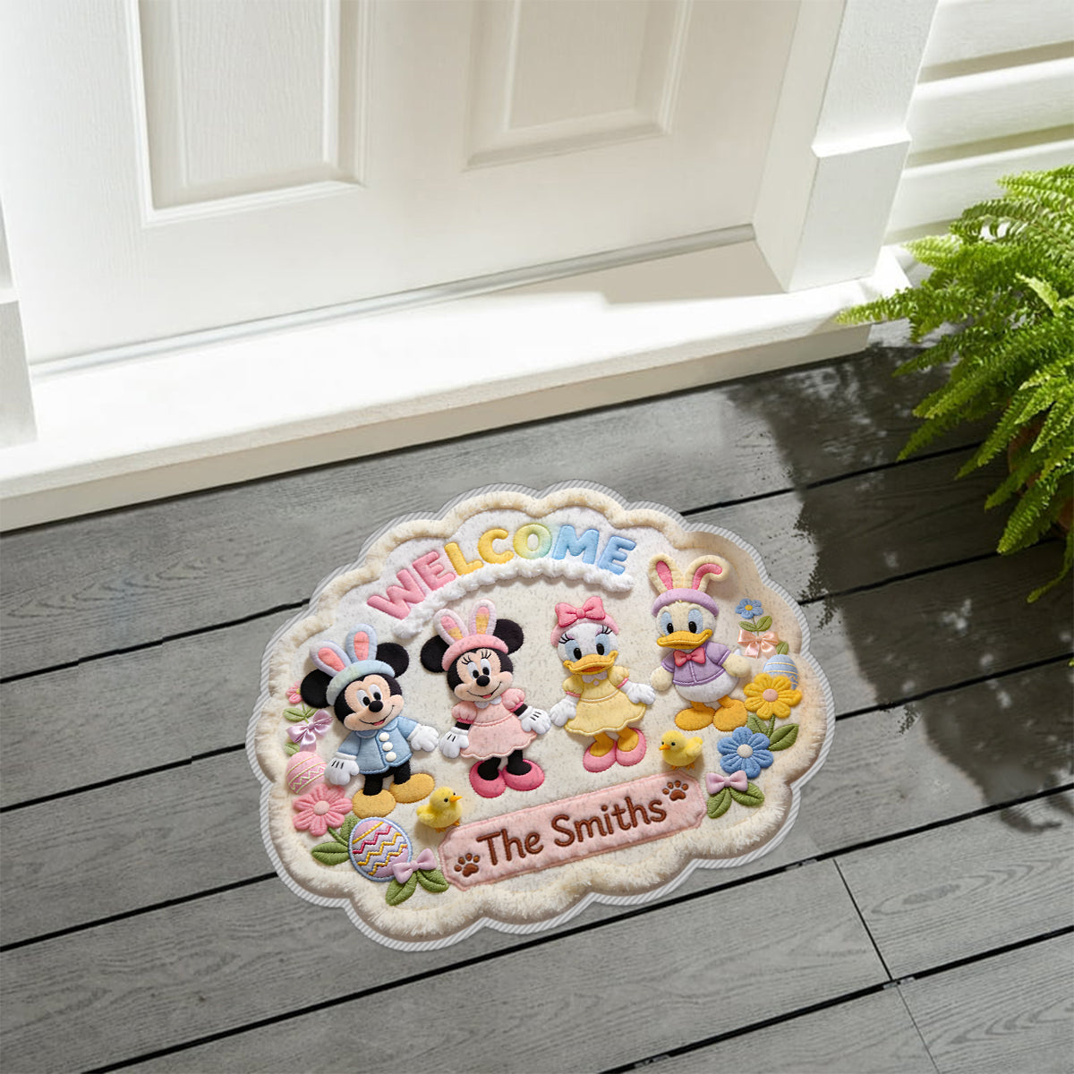 Personalized Disney Easter Non-Slip Tufted Rug for Family | Custom Name Welcome Mat Non-Slip Tufted Rug GradoCreations