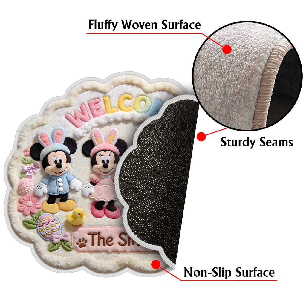 Personalized Disney Easter Non-Slip Tufted Rug for Family | Custom Name Welcome Mat Non-Slip Tufted Rug GradoCreations