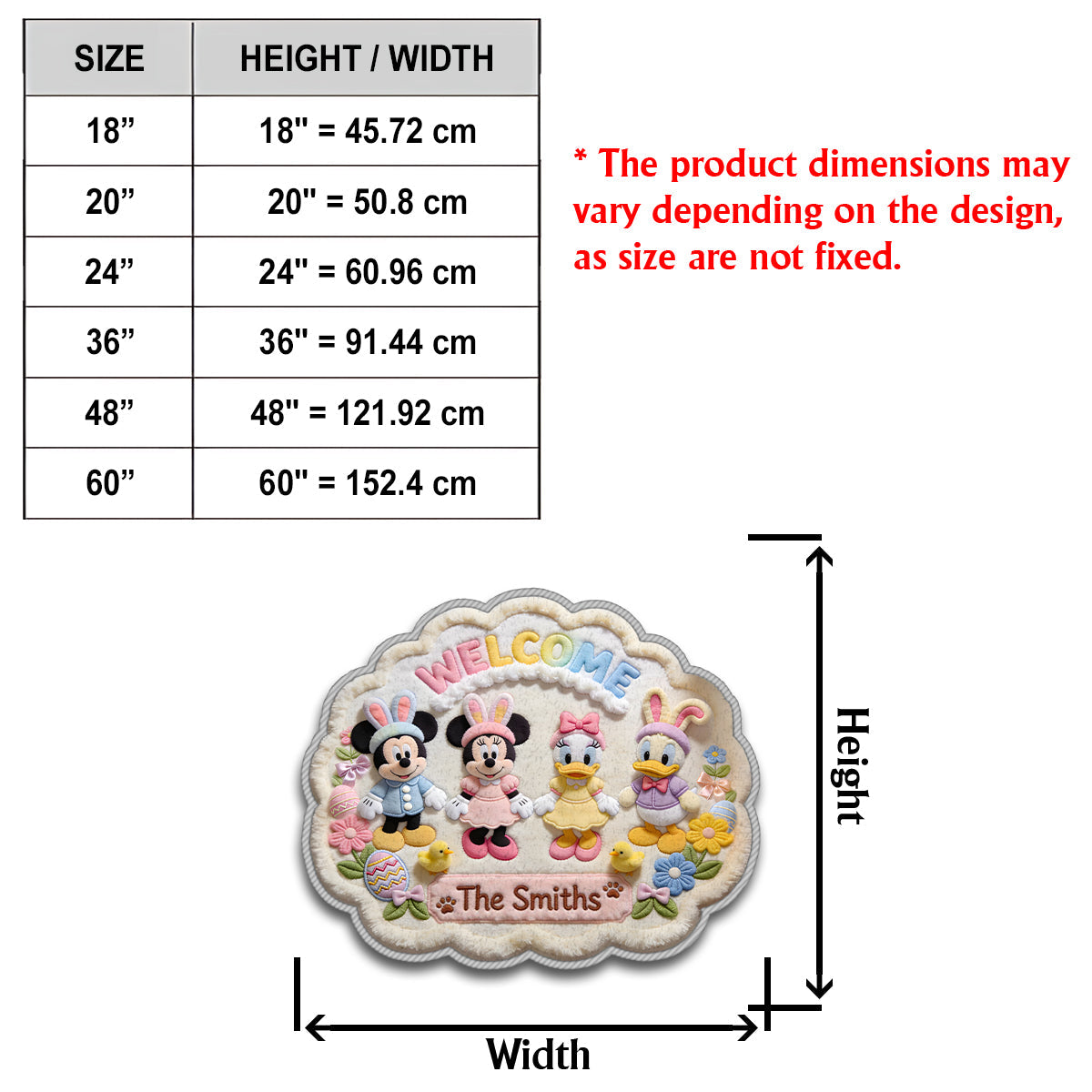 Personalized Disney Easter Non-Slip Tufted Rug for Family | Custom Name Welcome Mat Non-Slip Tufted Rug GradoCreations