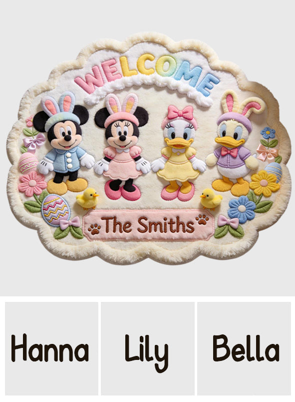 Personalized Disney Easter Non-Slip Tufted Rug for Family | Custom Name Welcome Mat Non-Slip Tufted Rug GradoCreations