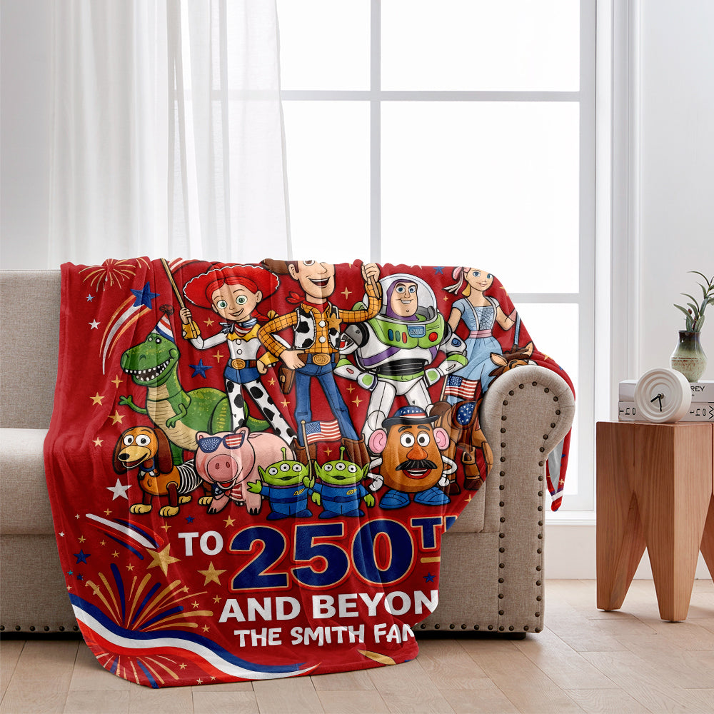 Personalized USA Themed Kids Blanket with Family Name Gift Blanket GradoCreations