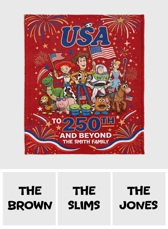 Personalized USA Themed Kids Blanket with Family Name Gift Blanket GradoCreations