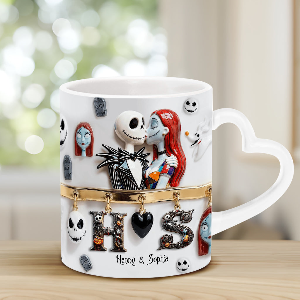 Personalized Heart Handle Mug Unique Gift for Couples Heart Handle Mug GradoCreations