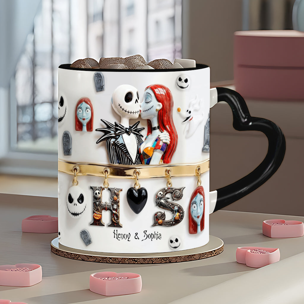 Personalized Heart Handle Mug Unique Gift for Couples Heart Handle Mug GradoCreations
