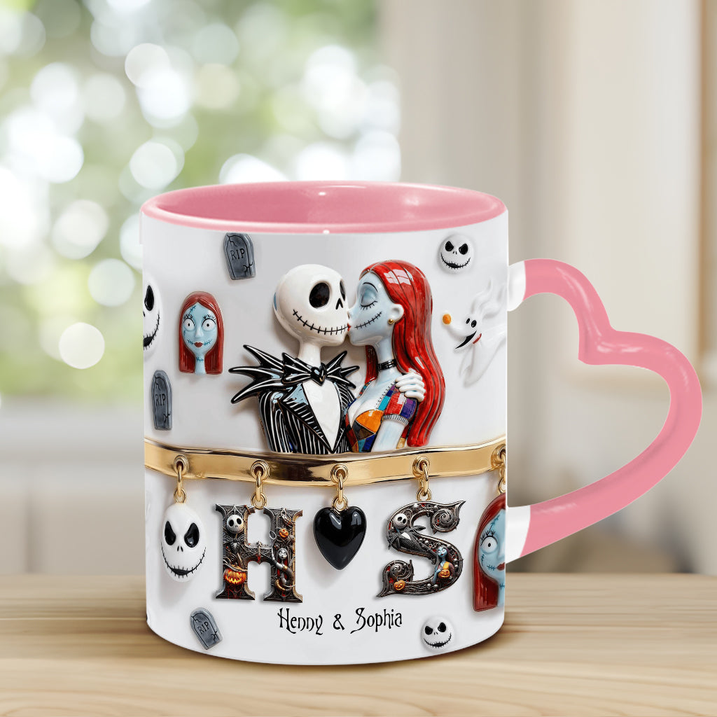 Personalized Heart Handle Mug Unique Gift for Couples Heart Handle Mug GradoCreations