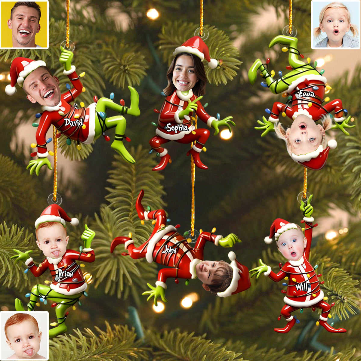 Personalized Family Christmas Ornament Custom Acrylic Gift One-sided Ornament GradoCreations