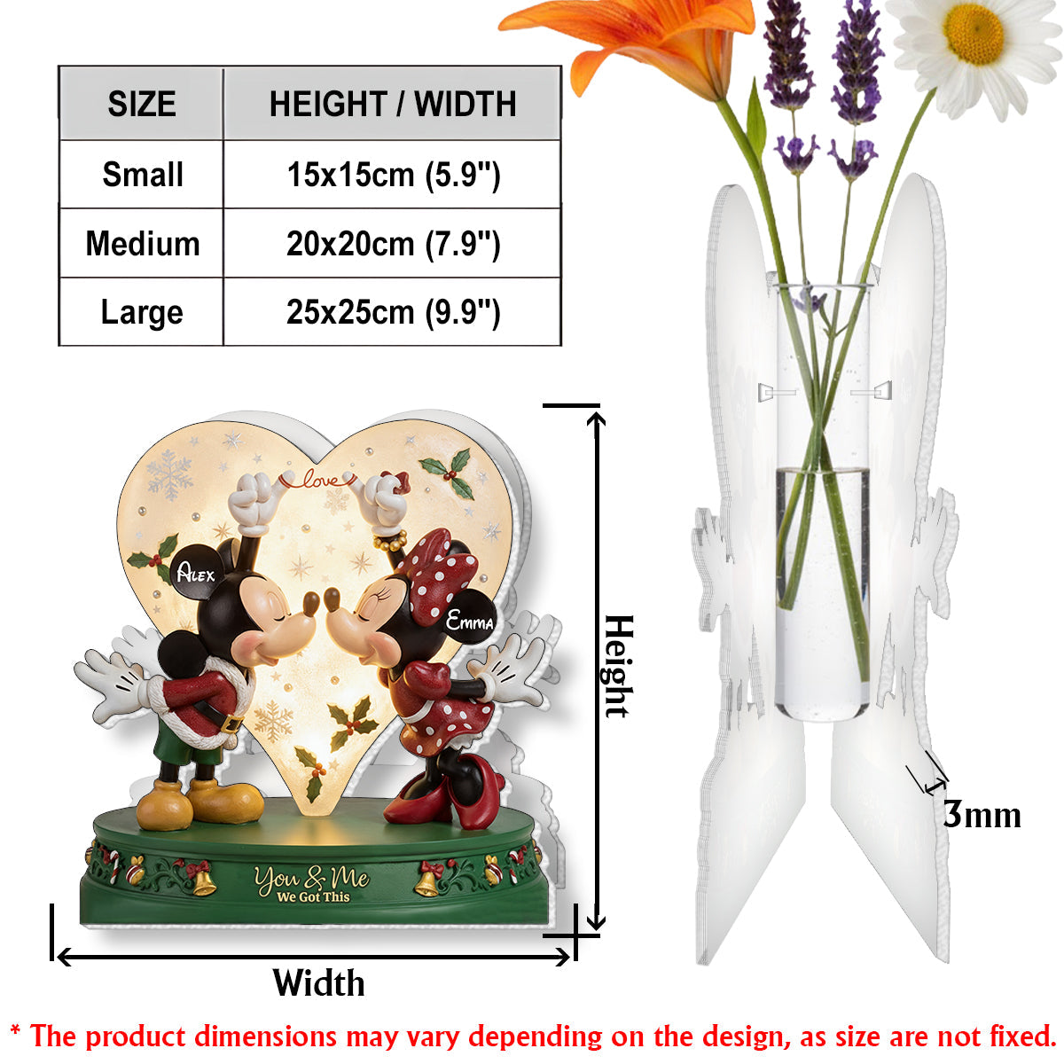 Personalized Acrylic Flower Vase Custom Design Gift for Couples Custom Shape Acrylic Flower Vase GradoCreations
