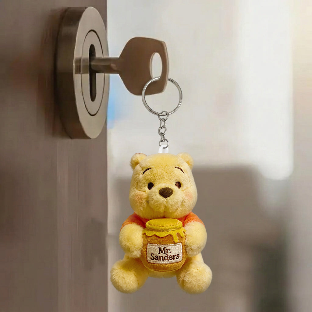 Personalized Yellow Plush Bear Keychain Custom Gift Plush Keychain GradoCreations