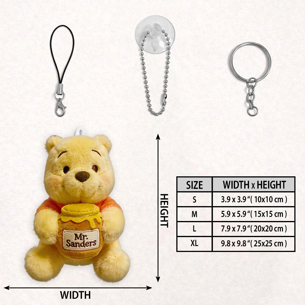 Personalized Yellow Plush Bear Keychain Custom Gift Plush Keychain GradoCreations