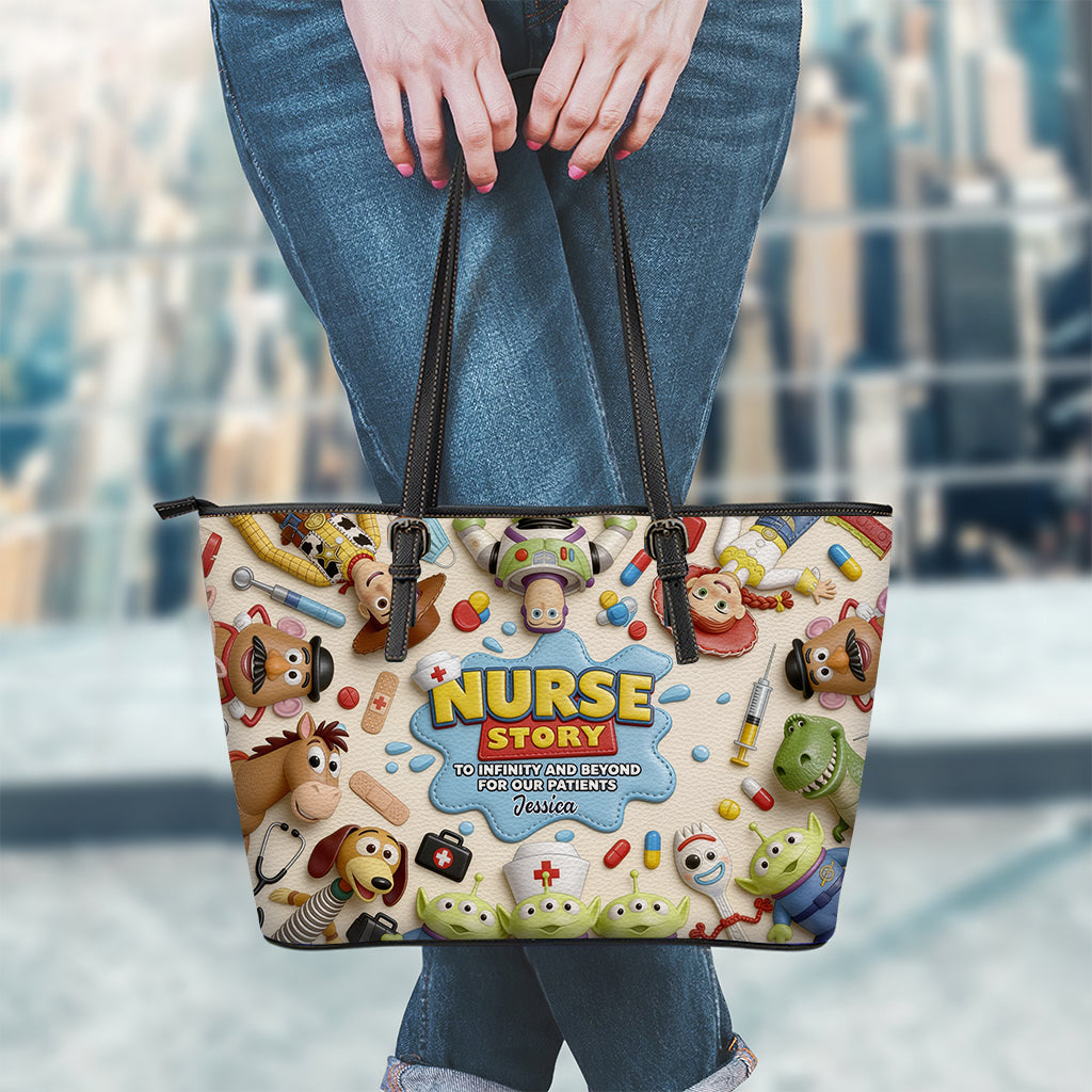 Personalized Nurse Leather Tote Bag with Plush Keychain Gift Leather Bag With Plush Charm GradoCreations