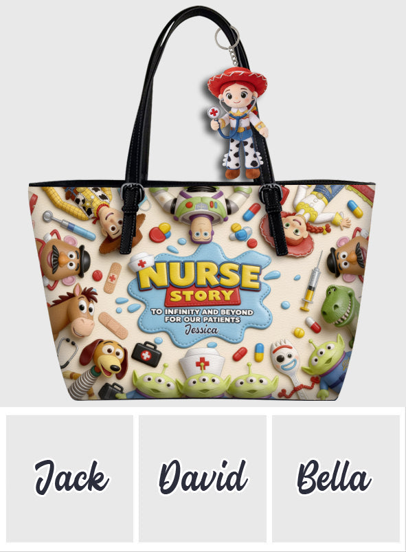 Personalized Nurse Leather Tote Bag with Plush Keychain Gift Leather Bag With Plush Charm GradoCreations