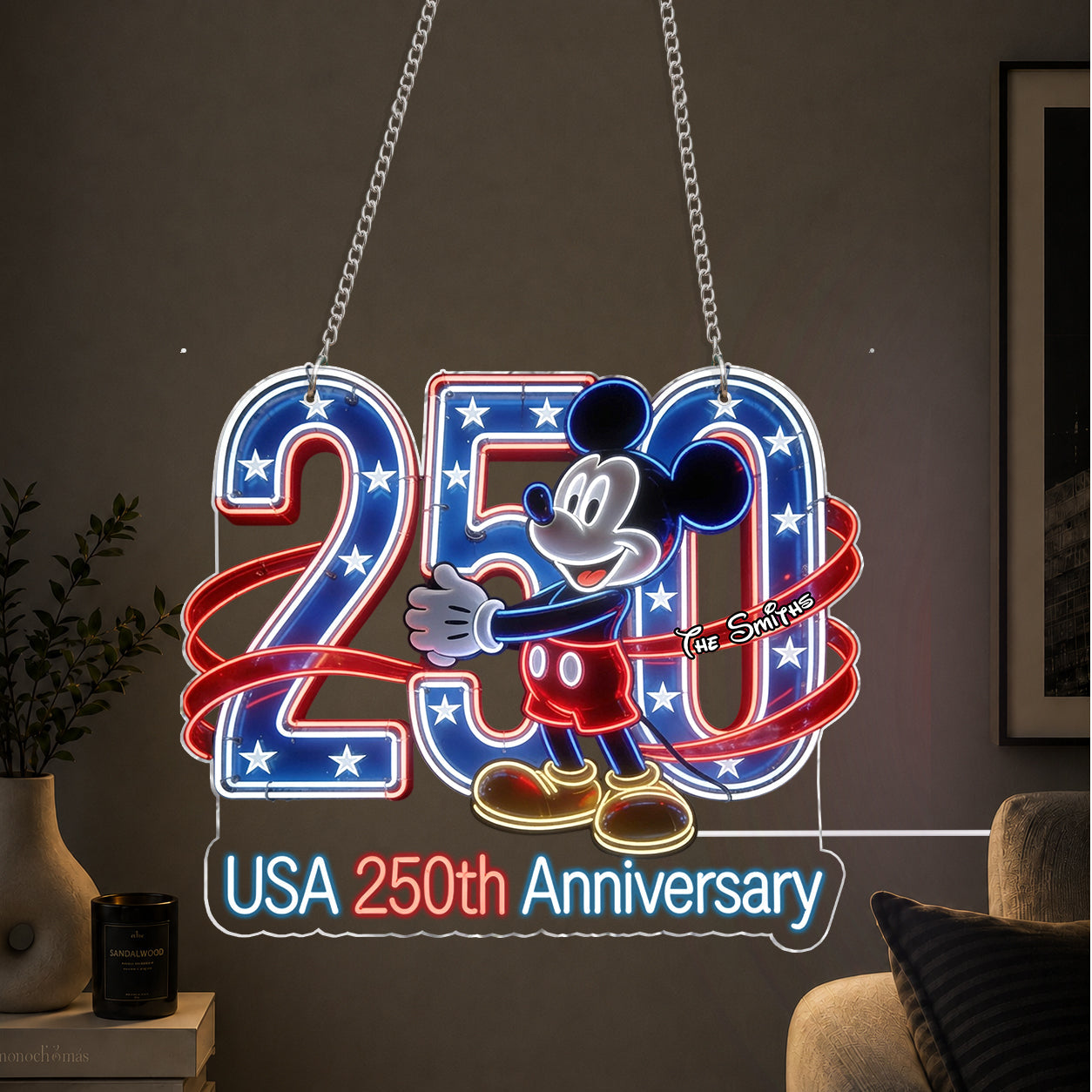 Personalized Neon LED Light Sign Custom Name 250th Anniversary Gift Neon LED Light Sign GradoCreations