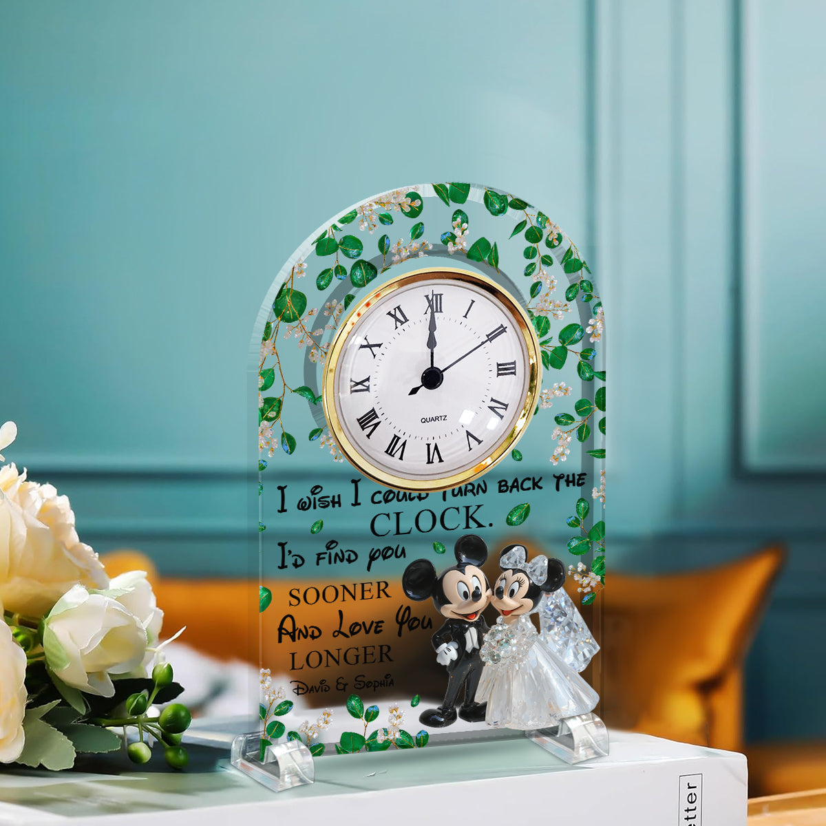 Personalized Acrylic Clock Plaque with Custom Names for Couples Acrylic Clock Plaque GradoCreations