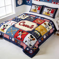 Personalized Mickey Mouse Baseball Quilt Bedding Set Custom Name Gift Quilted Bedding Set GradoCreations