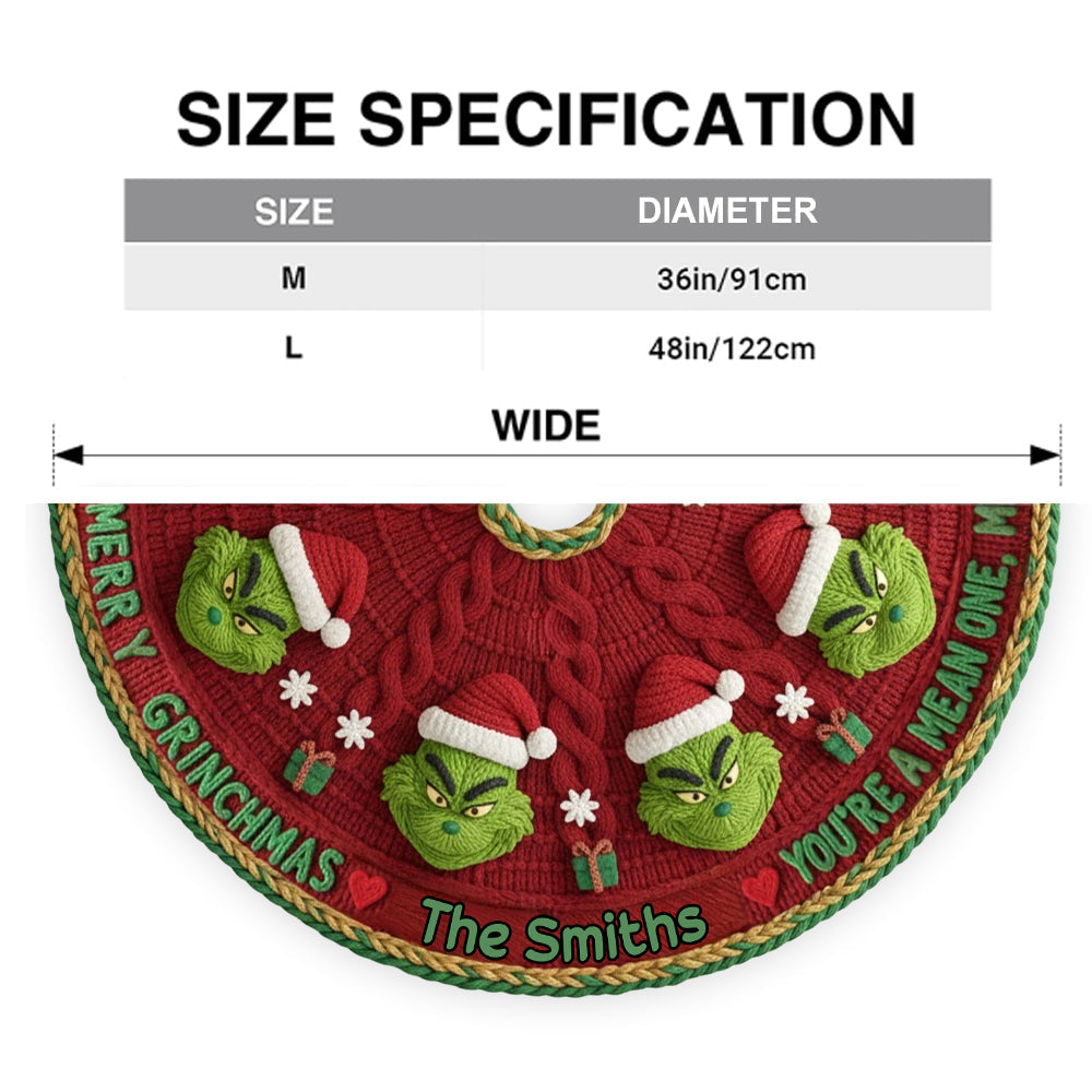 Personalized Grinch Tree Skirt Unique Holiday Decor Gift Shaped Tree Skirt GradoCreations